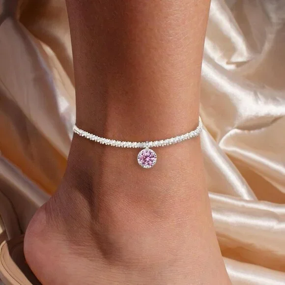 Chic Octobers' Birthstone Anklet – Sparkling Silver & Waterproof for Daily Style - Picture 3 of 7
